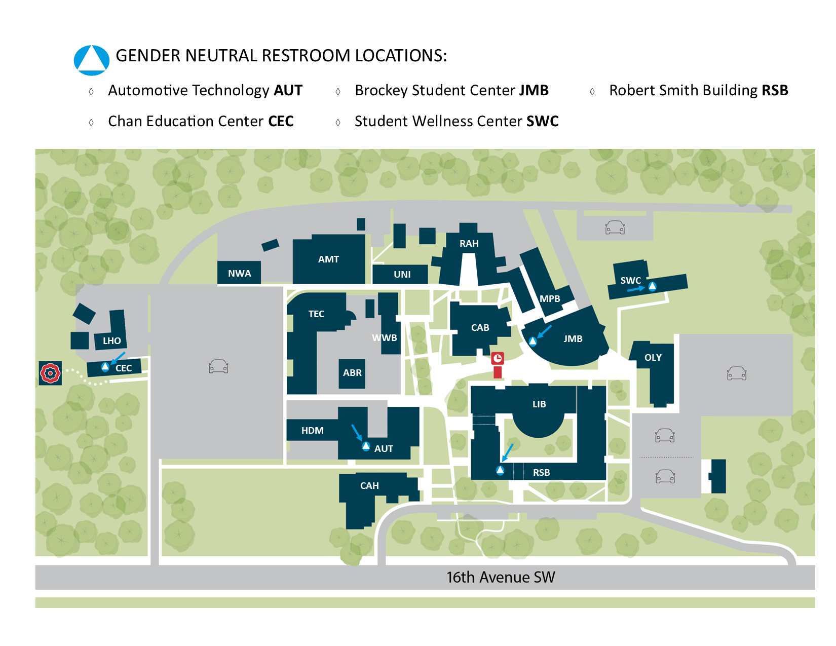 Gender Neutral Restroom Map South Seattle College